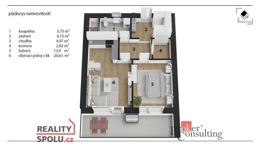 Pronájem bytu 2+kk, Pardubice - Zelené Předměstí, Smilova, 58 m2