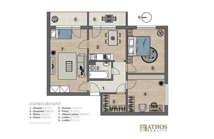 Prodej bytu 3+1, Brno, Kvapilova, 77 m2