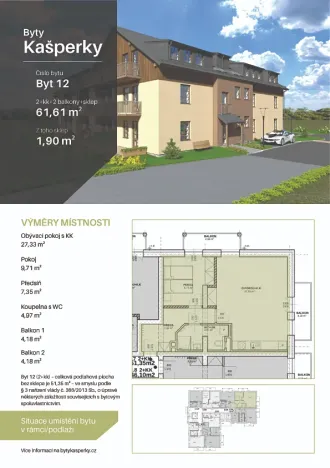 Prodej bytu 2+kk, Kašperské Hory, Česká, 53 m2