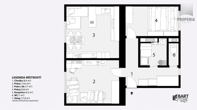 Prodej bytu 3+kk, Slavkov u Brna, sídliště Nádražní, 73 m2