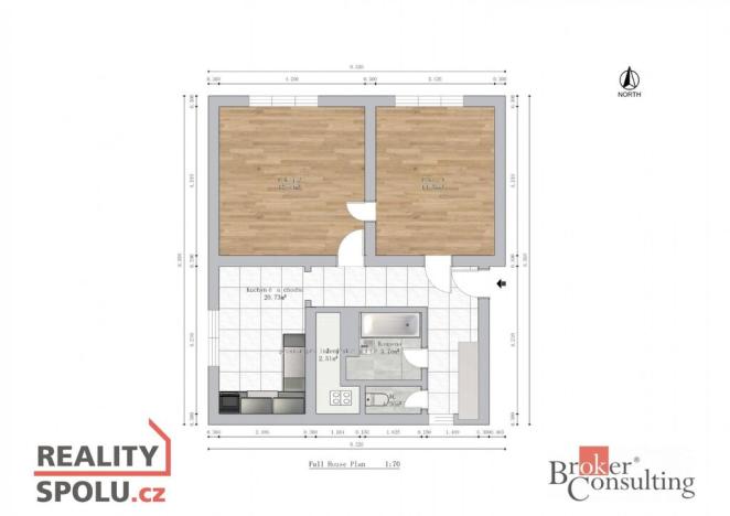 Pronájem bytu 2+1, Židlochovice, Bezručova, 58 m2