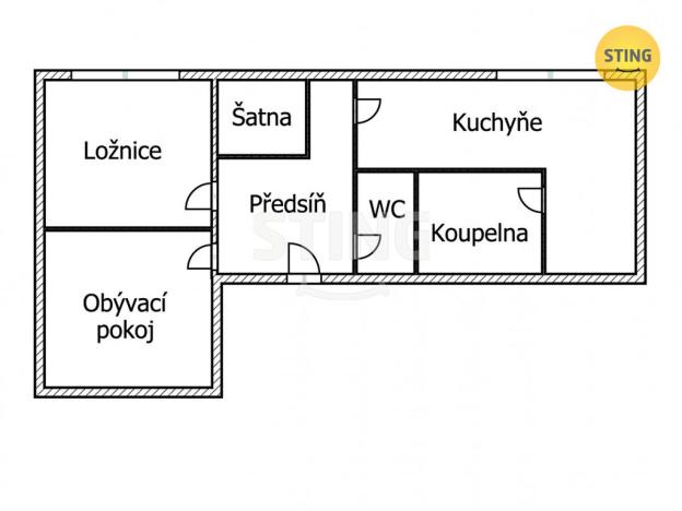 Prodej bytu 2+1, Vsetín, Svornosti, 50 m2