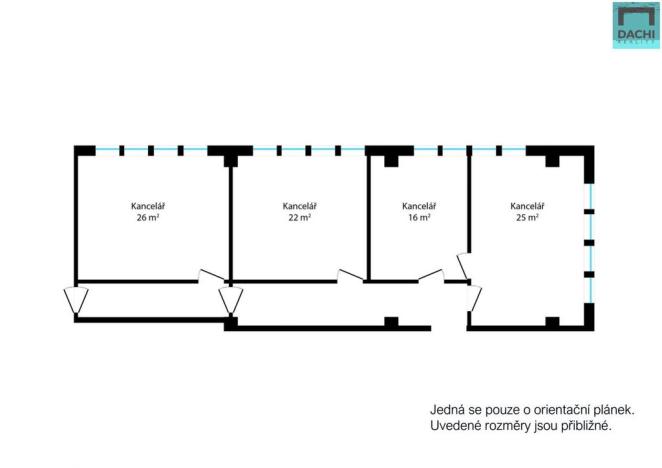 Pronájem kanceláře, Olomouc, Wellnerova, 22 m2