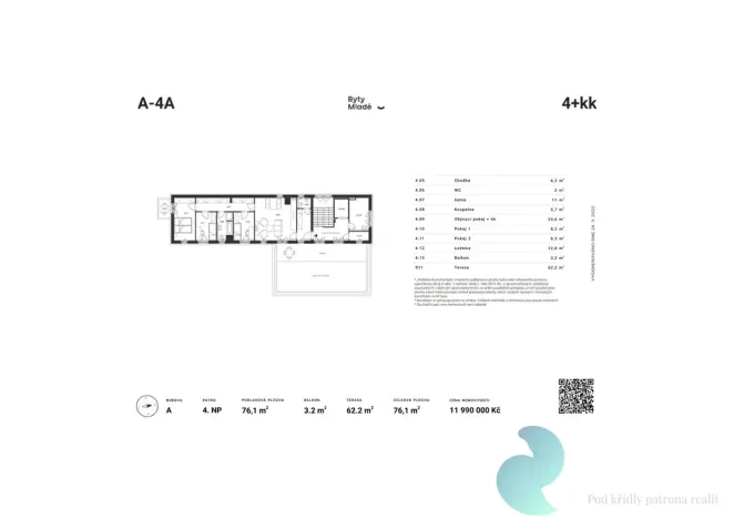 Prodej bytu 4+kk, České Budějovice - České Budějovice 5, 84 m2