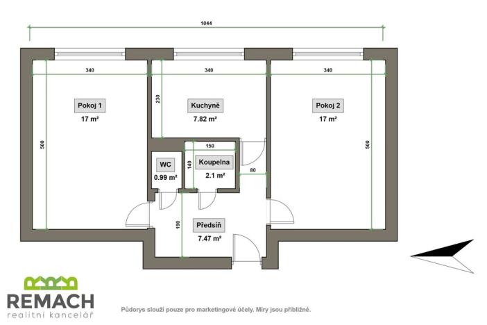 Pronájem bytu 2+1, Uherské Hradiště, Mánesova, 54 m2