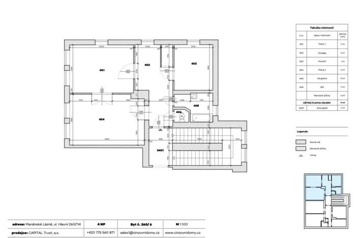 Prodej bytu 2+1, Mariánské Lázně, Hlavní třída, 74 m2