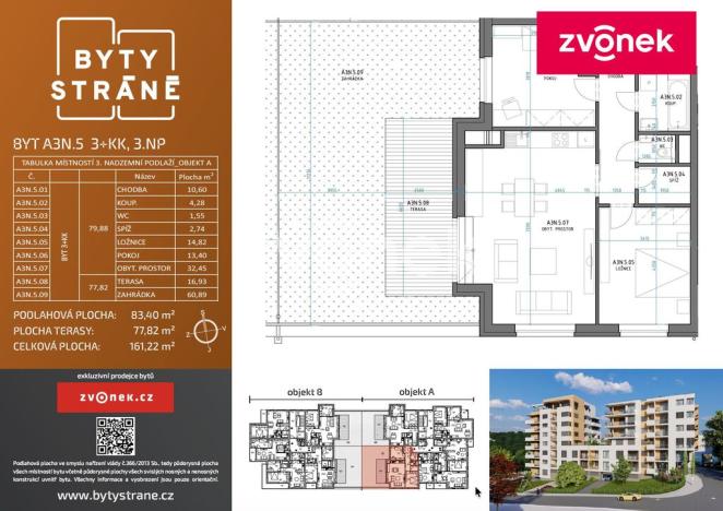 Pronájem bytu 3+kk, Zlín, Nad Stráněmi, 83 m2