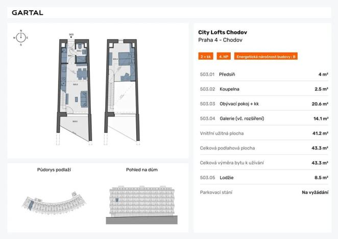 Prodej bytu 2+kk, Praha - Chodov, Valentova, 43 m2