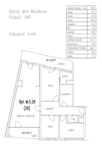 Pronájem bytu 4+kk, Praha - Košíře, Tůmova, 91 m2