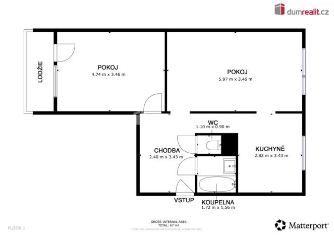 Pronájem bytu 2+1, Jirkov, SNP, 60 m2