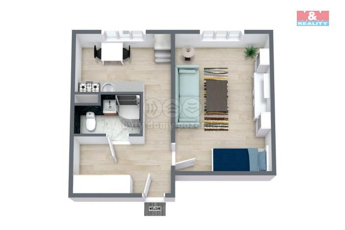 Pronájem bytu 1+1, Horní Slavkov, Poštovní, 35 m2