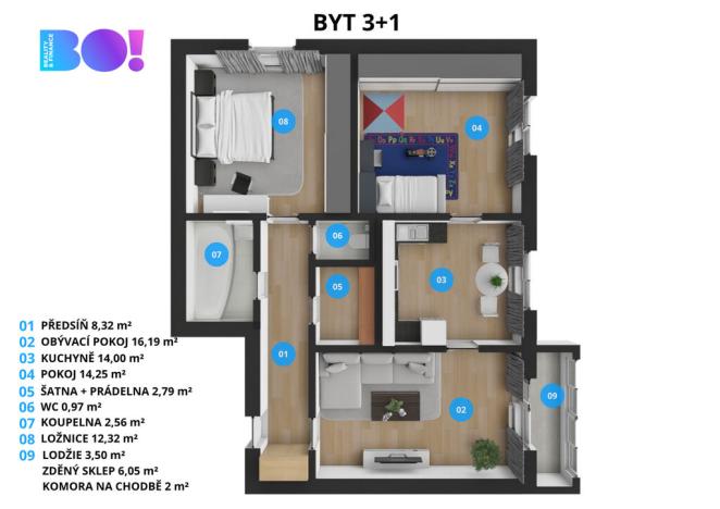 Prodej bytu 3+1, Zubří, Sídliště 6. května, 71 m2