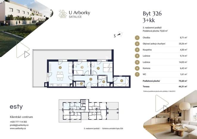 Prodej bytu 3+kk, Praha - Satalice, Za Novákovou zahradou, 76 m2