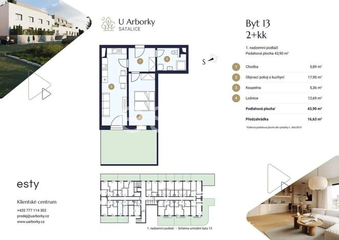 Prodej bytu 2+kk, Praha - Satalice, Za Novákovou zahradou, 44 m2