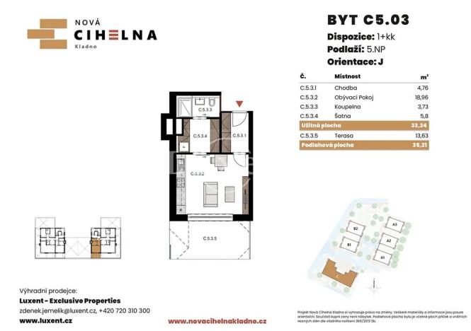 Prodej bytu 1+kk, Kladno, 33 m2