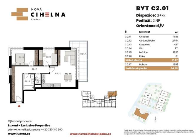 Prodej bytu 3+kk, Kladno, 71 m2