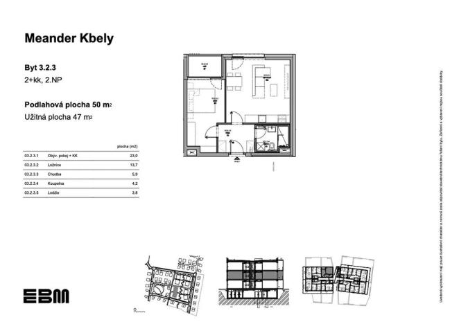 Prodej bytu 2+kk, Praha - Kbely, K Vinoři, 47 m2