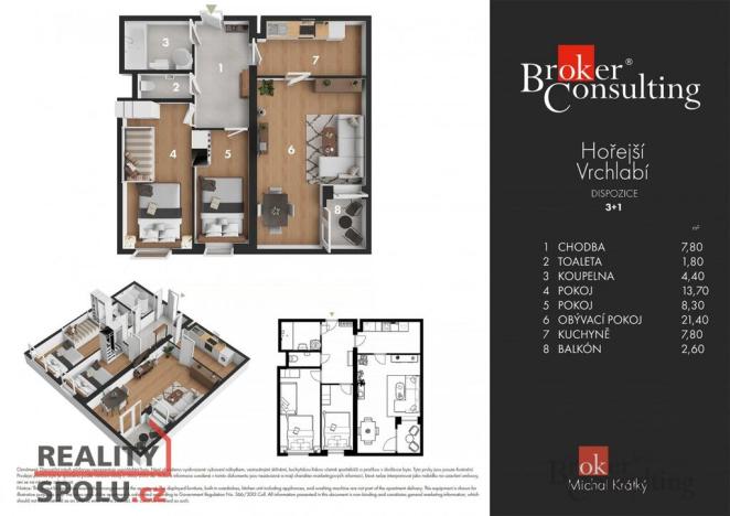 Prodej bytu 3+1, Vrchlabí - Hořejší Vrchlabí, Horská, 70 m2