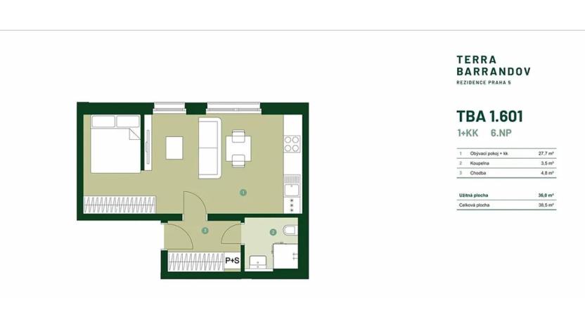 Prodej bytu 1+kk, Praha - Hlubočepy, Silurská, 39 m2