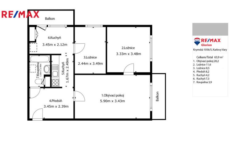 Prodej bytu 3+1, Karlovy Vary - Drahovice, Vítězná, 74 m2