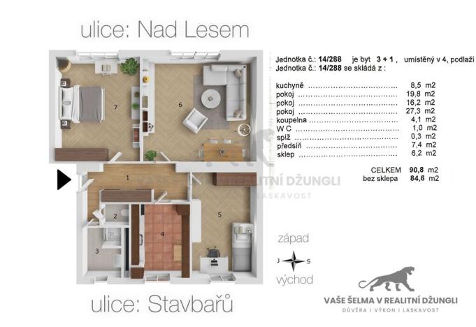 Prodej bytu 3+1, Praha - Hodkovičky, Stavbařů, 84 m2