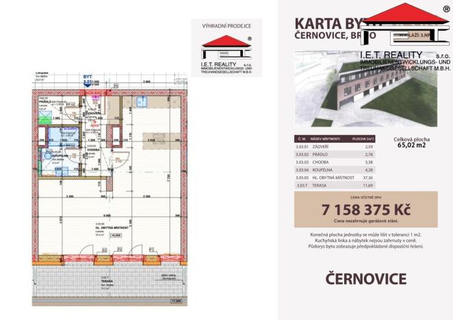 Prodej bytu 2+kk, Brno, Charbulova, 53 m2