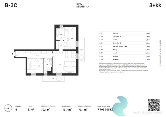 Prodej bytu 3+kk, České Budějovice - České Budějovice 5, 79 m2