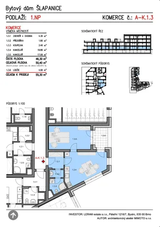Prodej bytu 1+kk, Šlapanice, 50 m2