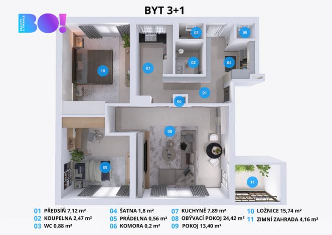 Pronájem bytu 3+1, Třinec, Habrová, 74 m2