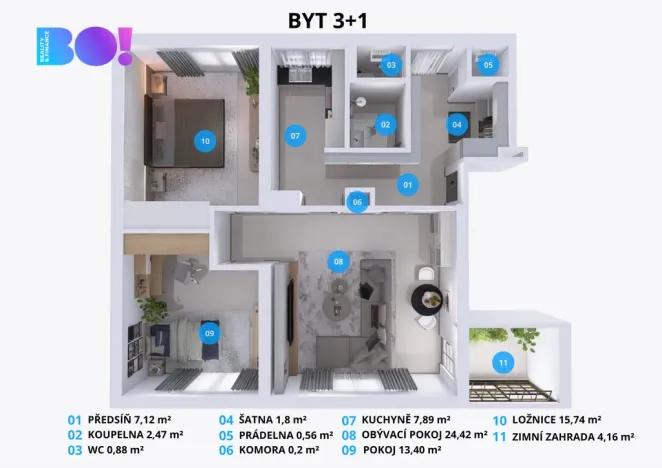 Pronájem bytu 3+1, Třinec, Habrová, 74 m2