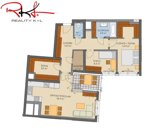 Prodej bytu 3+kk, Praha, Ferrariho, 87 m2