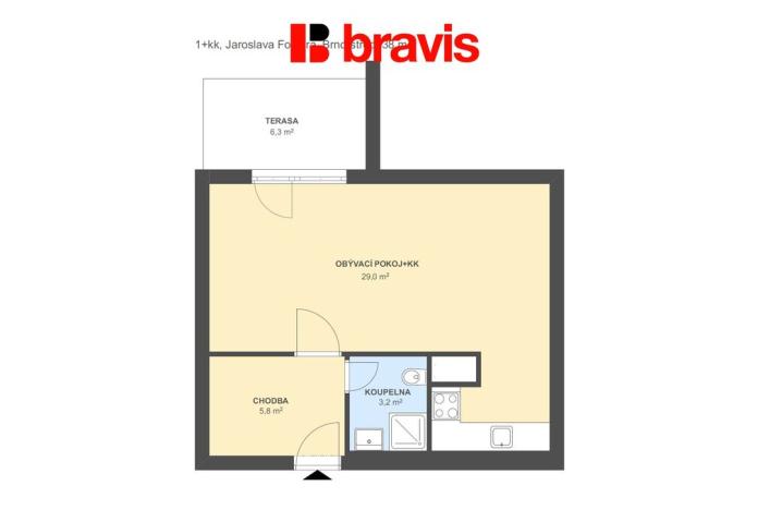 Pronájem bytu 1+kk, Brno - Štýřice, Jaroslava Foglara, 38 m2