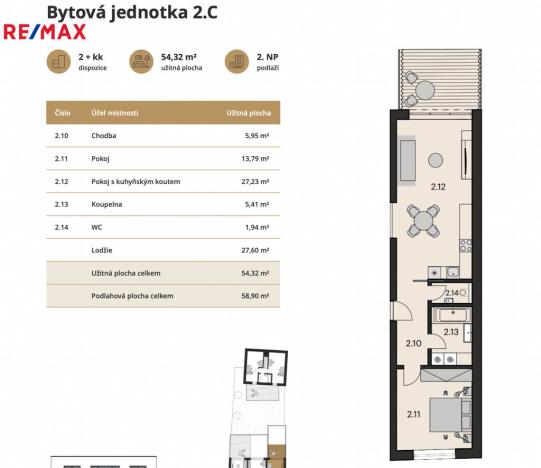 Prodej bytu 2+kk, Brno, Obřanská, 54 m2