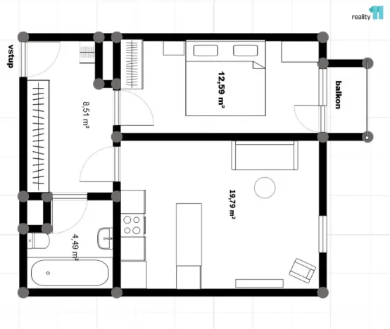 Prodej bytu 2+kk, Praha - Holešovice, V závětří, 49 m2