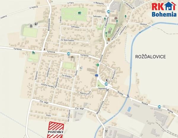 Prodej pozemku pro bydlení, Rožďalovice, Polní, 904 m2