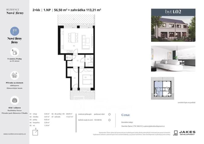 Prodej bytu 2+kk, Jirny, 57 m2