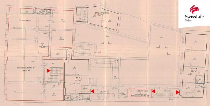 Prodej činžovního domu, Třeboň, Masarykovo nám., 1250 m2