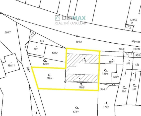 Prodej pozemku pro bydlení, Plzeň - Malesice, Mlýnská, 1210 m2