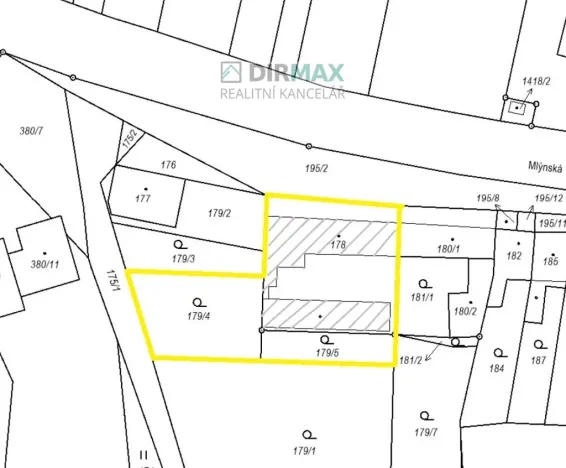 Prodej pozemku pro bydlení, Plzeň - Malesice, Mlýnská, 1210 m2