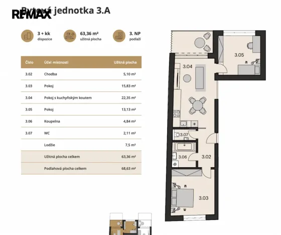 Prodej bytu 3+kk, Brno, Obřanská, 63 m2