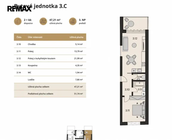Prodej bytu 2+kk, Brno, Obřanská, 47 m2