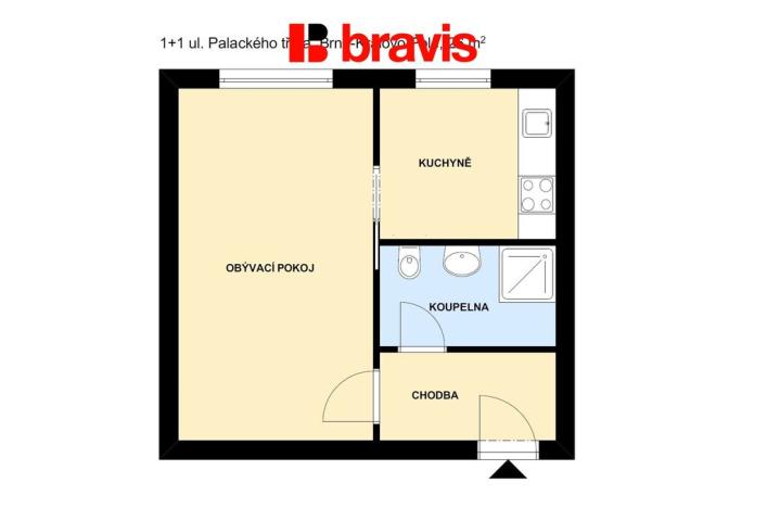 Pronájem bytu 1+1, Brno, Palackého třída, 26 m2