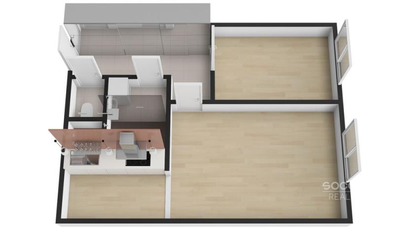 Pronájem bytu 2+kk, Praha - Kobylisy, Hrubého, 43 m2