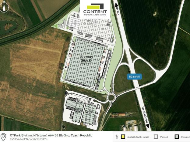 Pronájem skladu, Blučina, 5184 m2