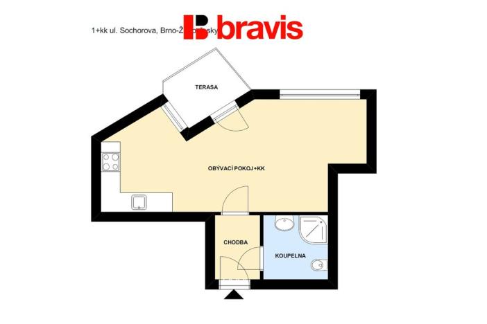 Prodej bytu 1+kk, Brno - Žabovřesky, Sochorova, 26 m2