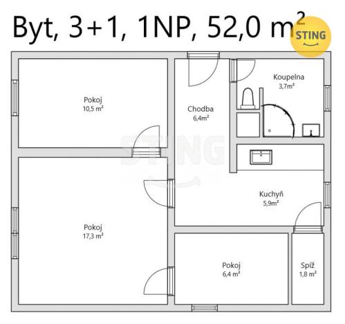 Prodej bytu 3+1, Hodonín, Křičkova, 58 m2