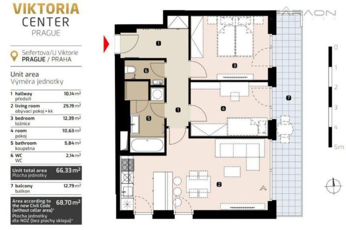 Pronájem bytu 3+kk, Praha - Žižkov, U Viktorie, 70 m2