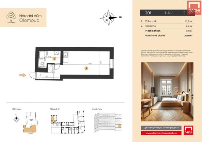 Prodej bytu 1+kk, Olomouc, 8. května, 26 m2