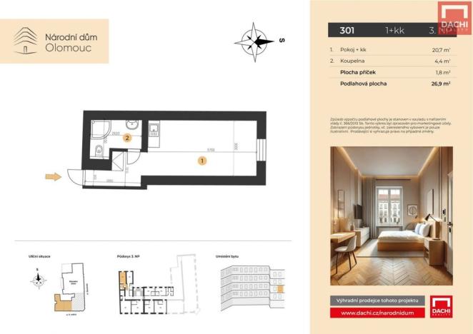 Prodej bytu 1+kk, Olomouc, 8. května, 26 m2