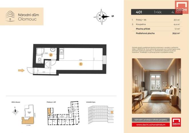 Prodej bytu 1+kk, Olomouc, 8. května, 26 m2